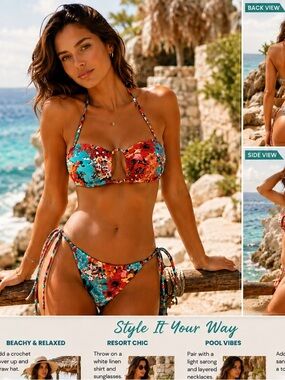 RELLECIGA Blue Floral Bikini - Blue Floral Print